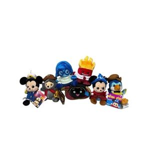 Disney Park Wishables Plush Lot Of 7 Mickey, Big Al, Anger, Sadness, Parade Tiki